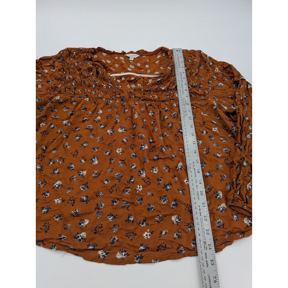 Lucky Brand Top Blouse Size 2XL Plus Floral Smocked‎ Cottagecore Peasant - Picture 2 of 7